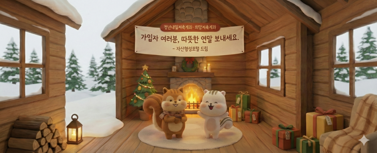 청년내일저축계좌, 희망저축계좌 가입자 여러분, 따뜻한 연말 보내세요. 자산형서포털 드림