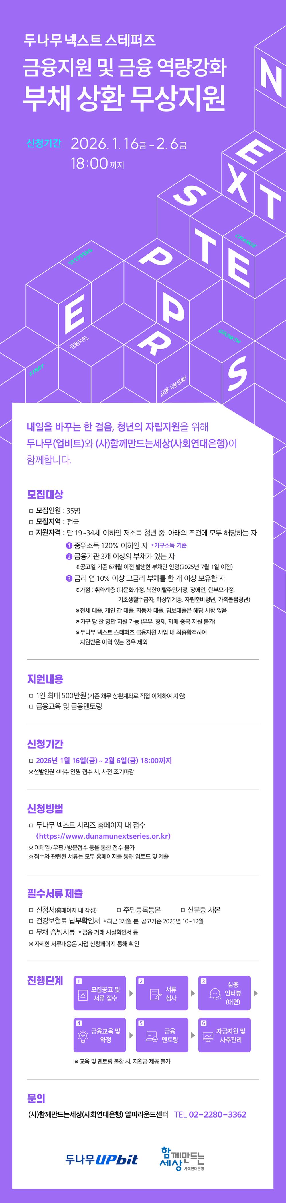 (사)함께만드는세상<두나무 넥스트 스테퍼즈 - 부채 상환 무상지원>